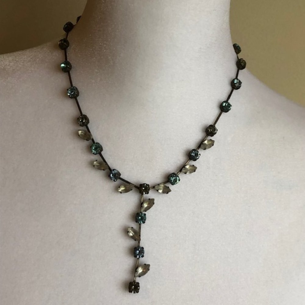 PILGRIM Danish Design Rhinestone Lariat Choker Necklace Vintage